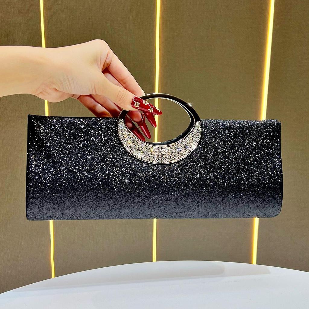Elegant Evening Clutch: Diamond-Encrusted, Versatile Handbag for Banquets & Special Occasions