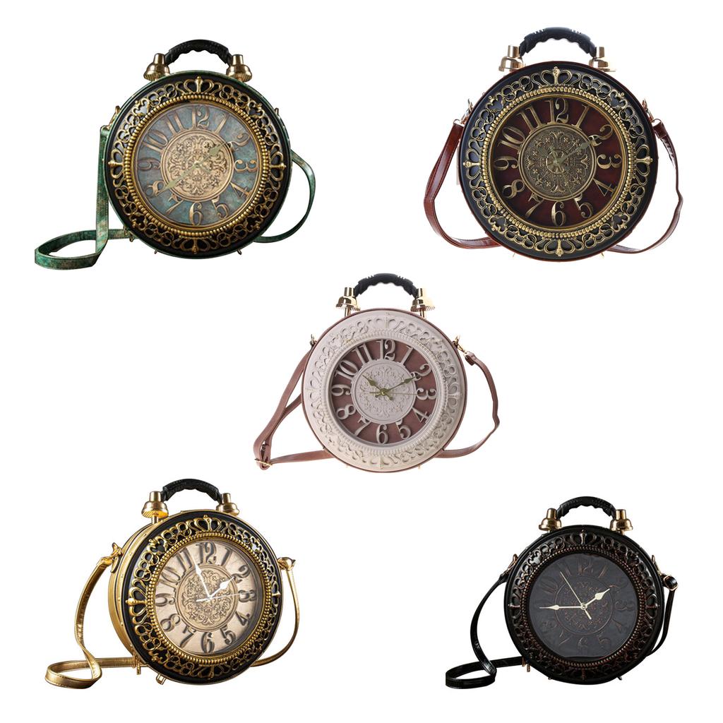 Novelty Real Working Clock Shoulder Crossbody Bags All-matching PU Leather Handbags Vintage Female Messenger Bags Gifts