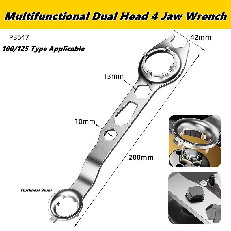 Multifunction Grinder Wrench Tool 4 Claw Double Ended Grinder Removal Wrench Angle Grinder Wrench Spanner with 4 Prong Lock