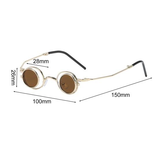 Round Flip Up Sunglasses Small Circle Polarized Glasses for Men Women Retro Punk UV400 Sun Glasses for Rave Party