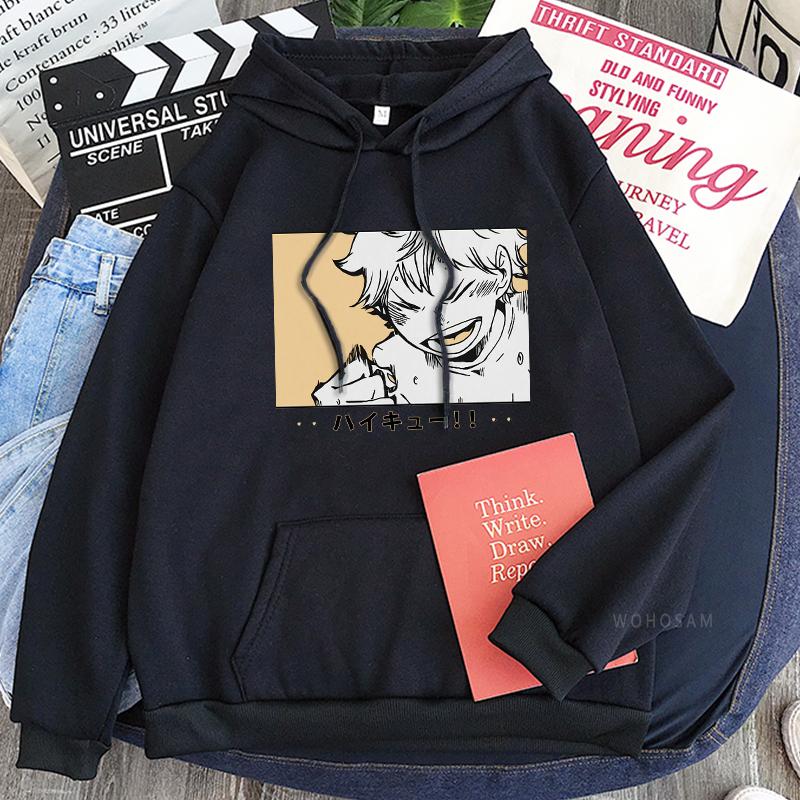 Fashion Harajuku Japan Anime Haikyuu Yu Nishinoya Men's Hoodies Women Winter Keep Warm Pullovers Streetwear Oversized Sweatshirt