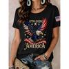 Ilstile 250 Years of America 1776-2026 Independence Day Women's Print T-Shirts Summer Short Sleeve T Shirt Casual Tops Tees