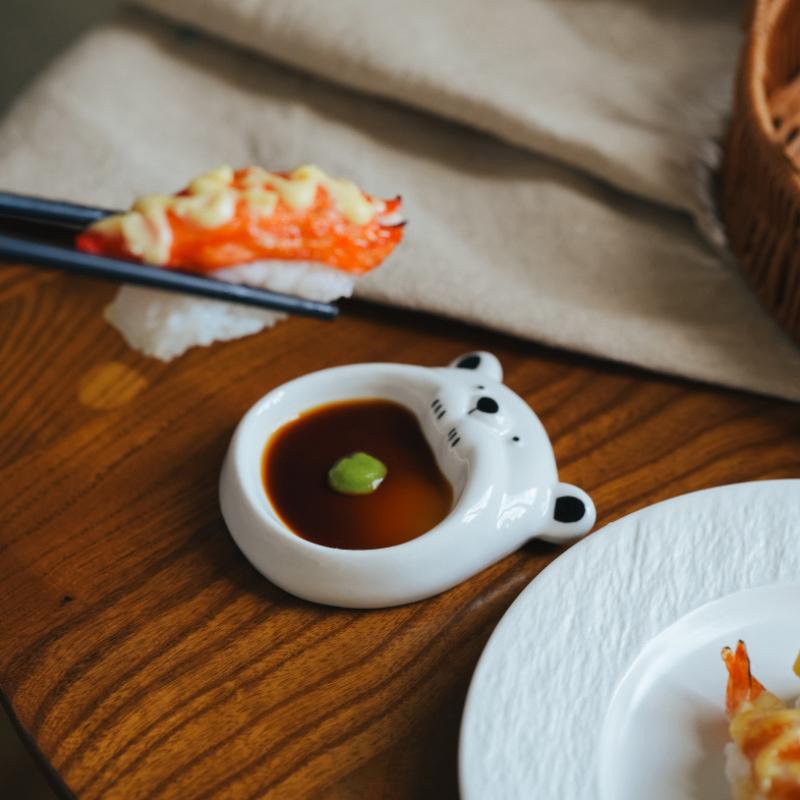 Ceramic Small Flavor Plate, Cute Little Dog Sauce Plate, Butter Small Plate, Mini Sushi Soy Sauce Dipping Bowl