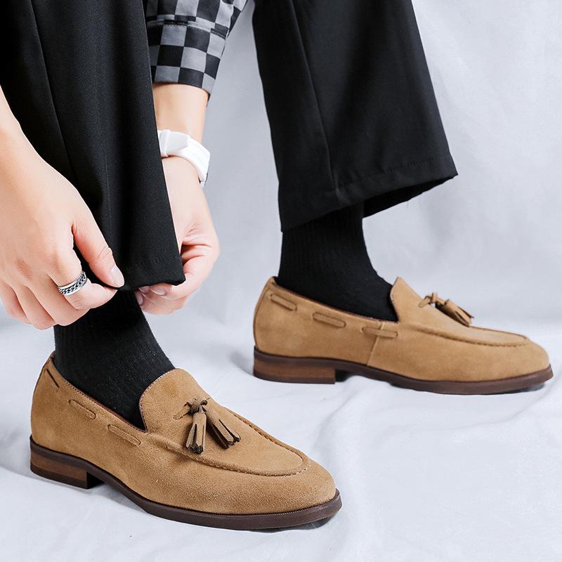 Men'S British Breathable Hair Stylist New British Style Beanie Shoes Fringed Leather Shoes 24262-R