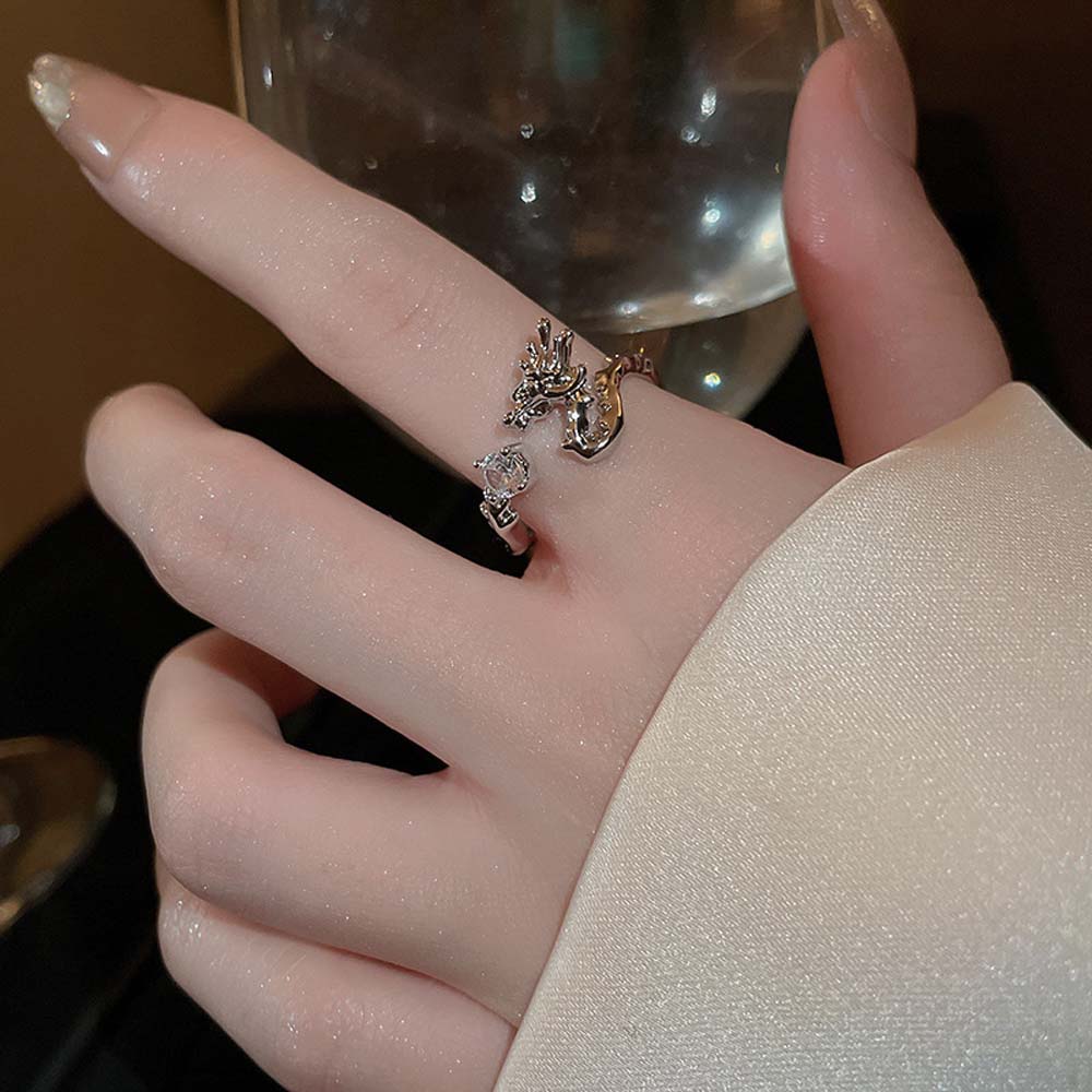 

Opening Adjustable Dragon Open Rings Gold Silver Color Dragon Zircon Ring Dragon Ring Women/Girl золотой
