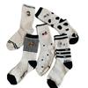 Socks, Medium-Legged Cotton Socks, Embroidered Dachshund Cartoon Color-Blocking Pattern, Versatile, Breathable, Casual Sports