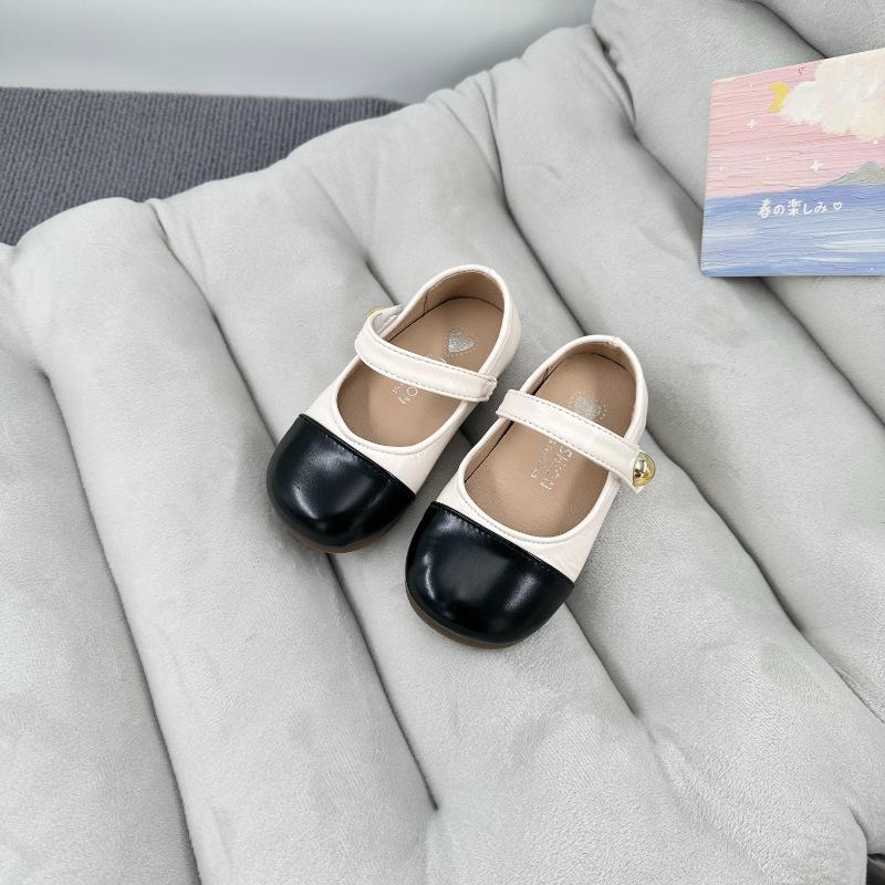 Girls Children Tweed Style Color Block Princess Leather Casual Shoes 22 бежевый
