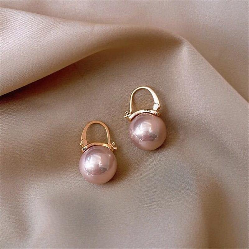 New Fashion Korean Oversized White Pearl Drop Earrings for Women Girls Bohemian Golden Round Zircon Wedding Earring Jewelry Gift
