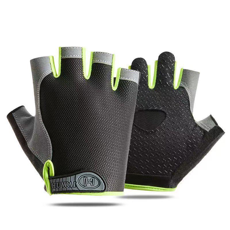 Cross-Border Non-Slip Breathable Cycling Gloves with Thick Palm Pad - Silicone, Half-Finger, for Outdoor Summer Fitness