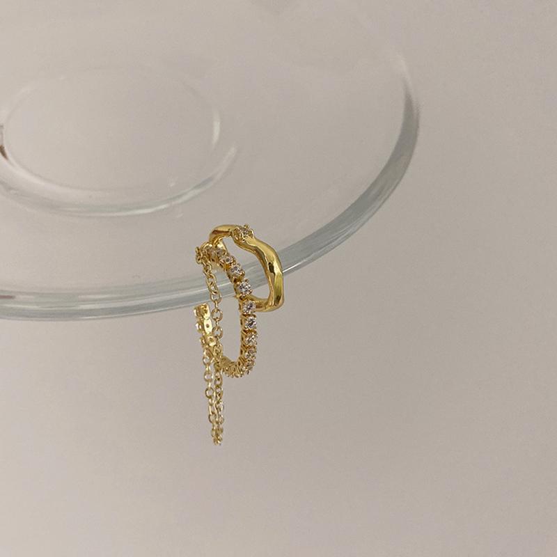 1PCS Fashionable And Exquisite Zircon Chain Tassel Ear Bone Clip Neutral And Simple Ear Hole Free Earrings Party Jewelry Gift