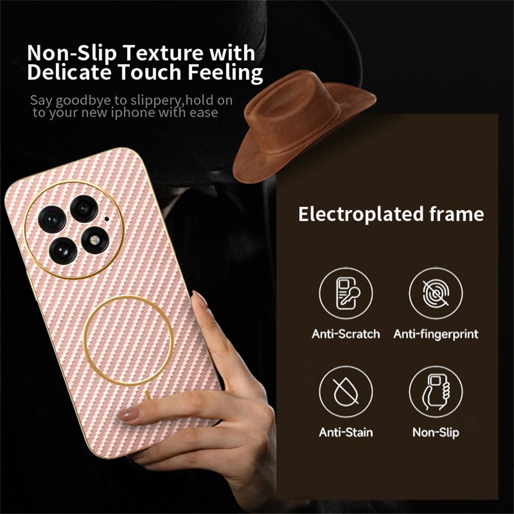 For OnePlus 13 Phone Case Carbon Fiber Textured Electroplated TPU Back Cover