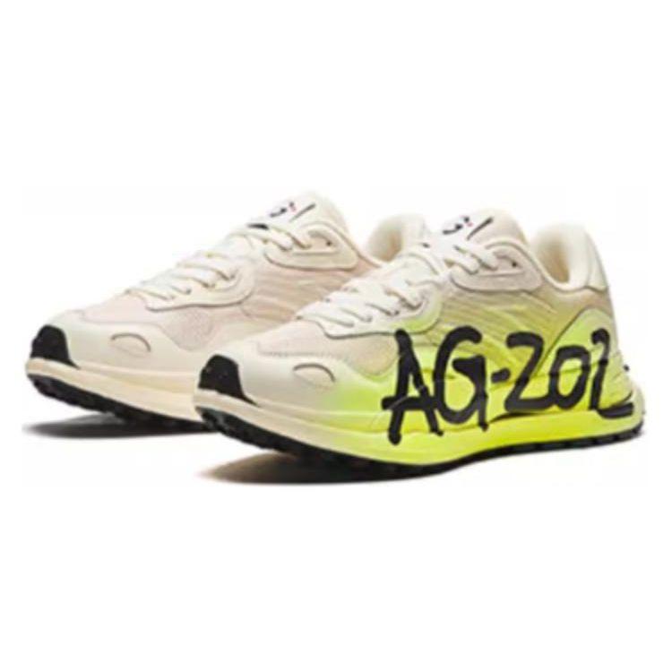 Anta Round Toe Lace-Up Shock Absorbing Wear-Resistant Low-Top Running Shoes Men Sneakers Light-Green Black 112345580A-4