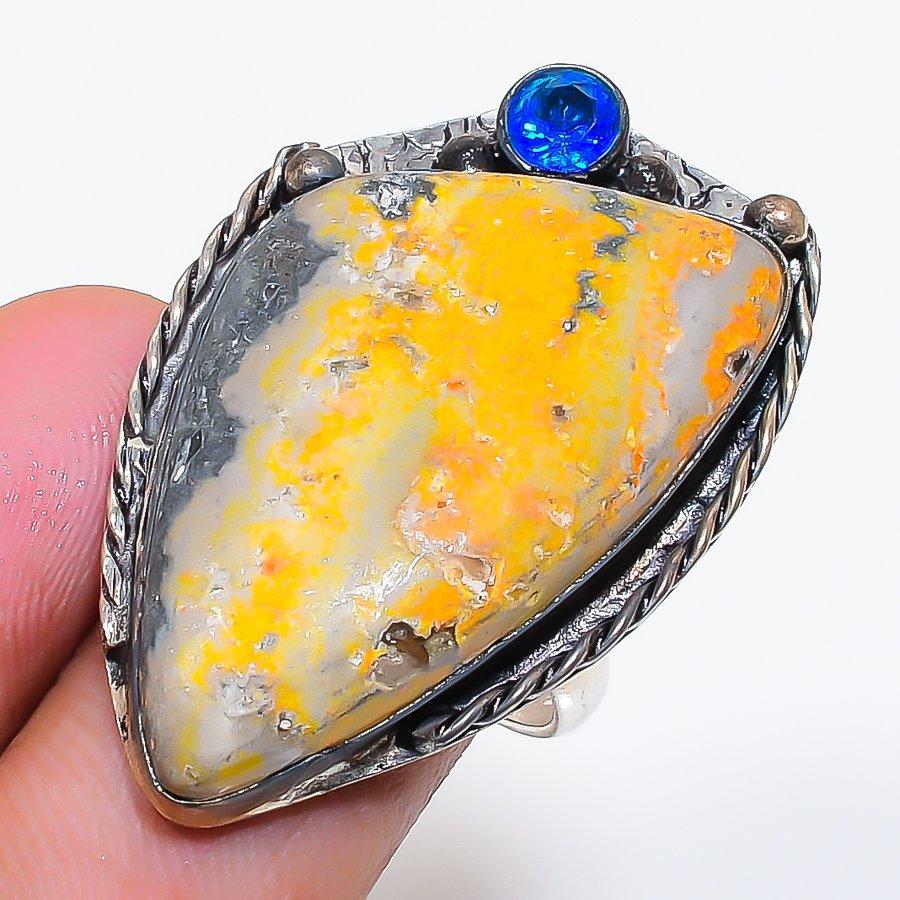 Natural Bumble Bee Jasper Gemstone 925 Sterling Silver Jewelry Ring Size 10 ZS-1146