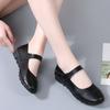 Spring New Korean Version Large-size Cowhide Women's Shoes Flat Casual Middle-aged and Old Mother's Shoes Velcro Single Shoes for Women