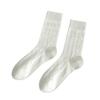 Women's Japanese Style Breathable Pure Cotton Long Socks - Milky White, Soft Pile, Versatile for Spring and Autumn.
