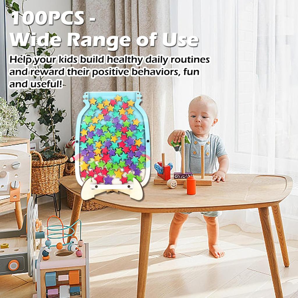 100pcs Reward Jar Classroom, Reward Jar for Kids, Star Jar Behavior Management Classroom Tools, Reward Jar for Good Behavior Home Classroom School