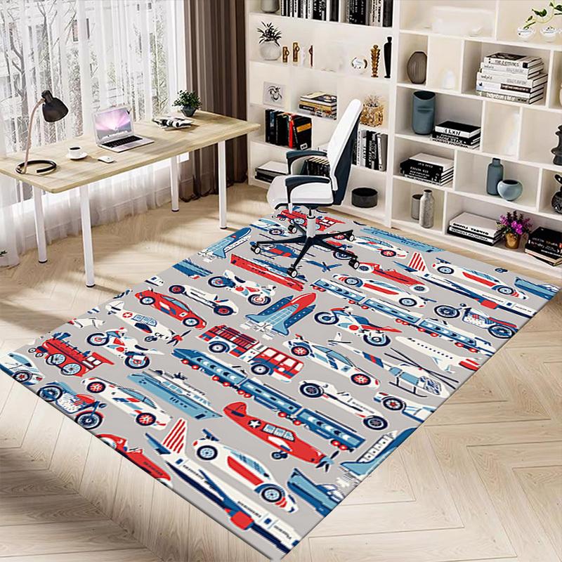 1PC Transportation Vehicles Extra Large Non-Slip Floor Carpet, Office, Family, Bedroom, Studio - Large Area Rug Indoor Rugs, Vibrant Colors-W306
