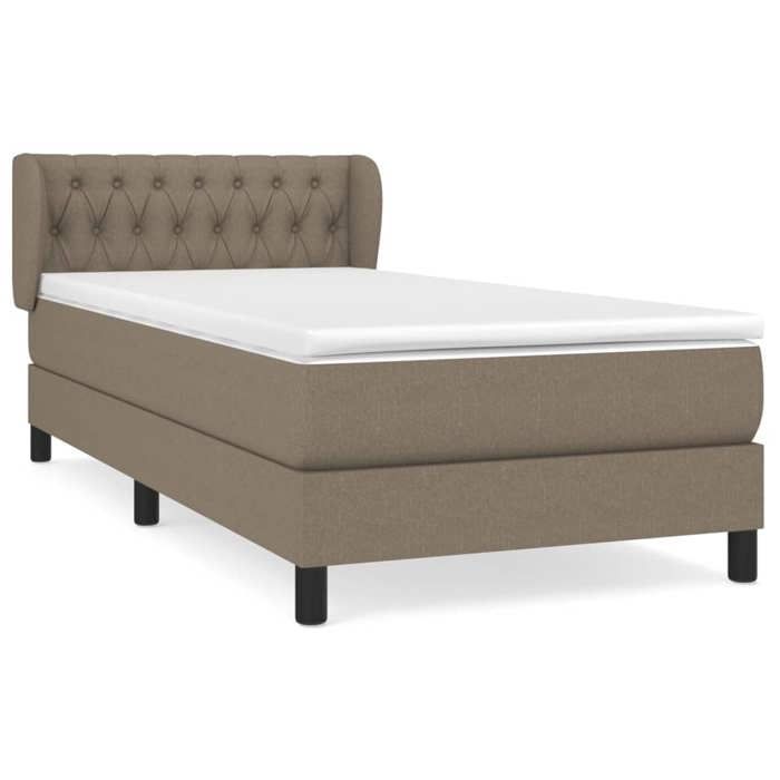 3126465 vidaXL Lit à sommier tapissier avec matelas Taupe 100x200 cm Tissu
