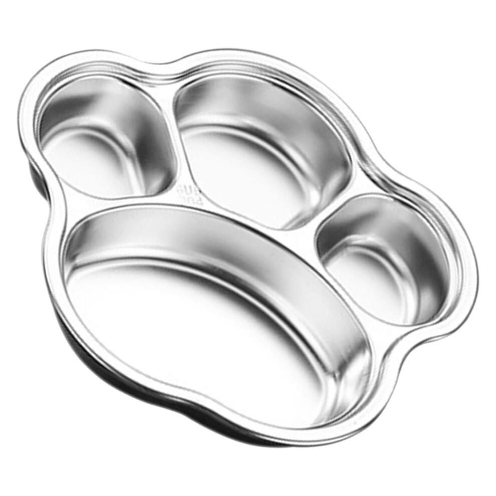 Divided Food Dish Stainless Steel Food Separation Silver 1 Pcs