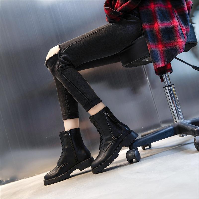 Leather Martin Boots Women's Autumn and Winter Mid-boot Children's Thick-soled Heel Casual Women's Boots Trendy Versatile