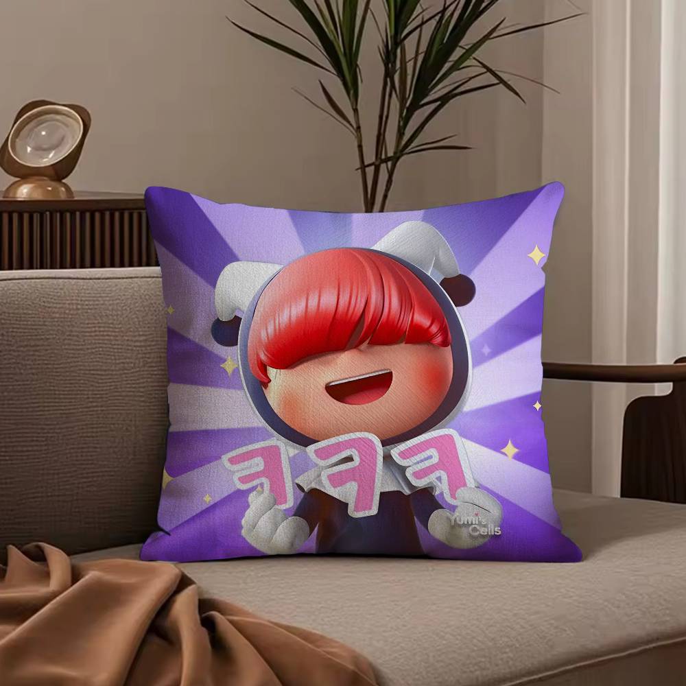 Anime Yumi's Cells The Movie Pillow Case Anti-dustmite Pillowcase Invisible zipper silky short plush Sofa cushion cover