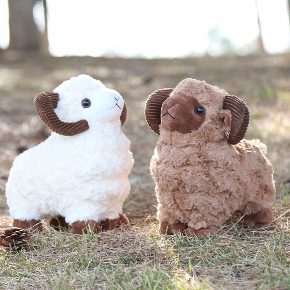 Soft Plush Goat Stuffed Animal Fluffy Fur Lamb Plush Doll Gifts Year of the Sheep Mascot Kids