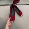 Fashion Women's Metal Toe Spliced Suede Spring and Autumn Fashion Flat Heel Single Shoes