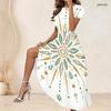 Women Plus Size Black Floral Printed Round Neck Short Sleeve A Line Long Dress
