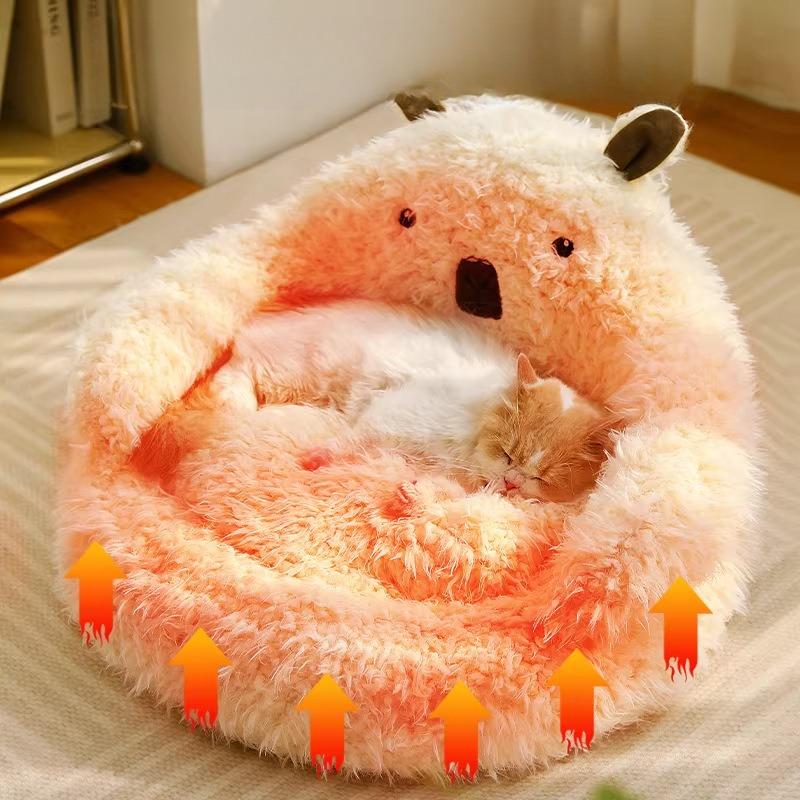 Four Seasons Universal Pet Supplies Alpaca Cat Nest Winter Warmth Dog Nest Thickened Creativity Plush Warm Pet Sofas 1pc White Circular Nests
