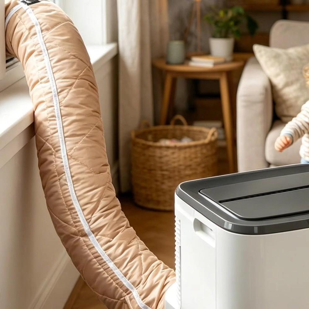 Portable AC Hose Insulation Cover with 4 Buckle Straps Protective Heat Insulated Pipe Wrap Sun Resistant Dust Block Hose Cover