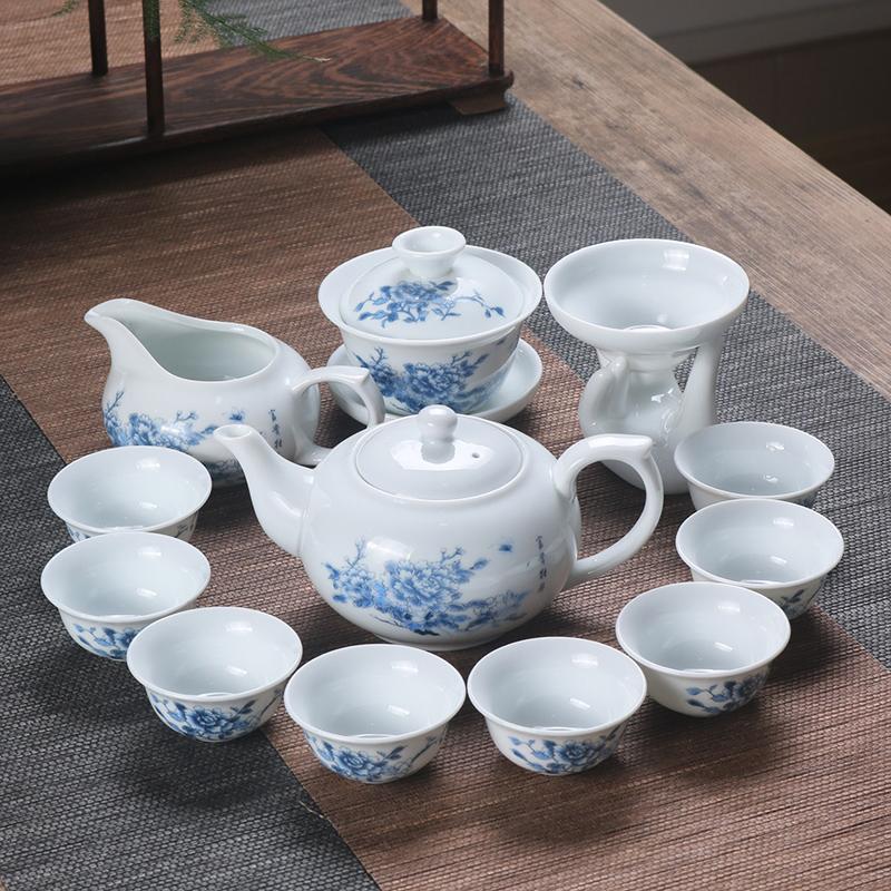 Tea Set Green Ceramic Home Brewing Tea Kung Fu Bowl Set of Simple Office Parlor Tea Cups
