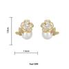 High-End French Enamel Camellia Butterfly Pearl Stud Earrings