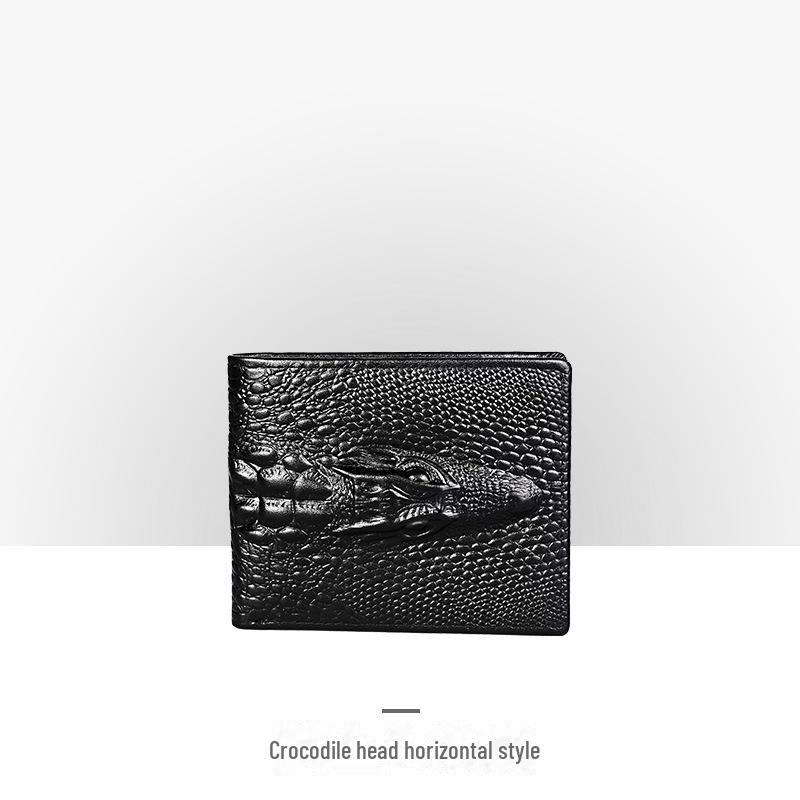 Men’s Retro Genuine Leather Wallet - Hand-Embossed Crocodile Pattern, Long, Large Capacity, Multi-Card Slots.