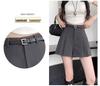 Women's Gray High-Waist Pleated Chiffon A-Line Shorts - Summer Slimming Wide-Leg Casual Skirt Pants