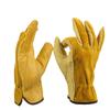 Leather Work Gloves, with Elastic Wrist, Protective Gloves for Gardening, Farm, Warehouse, Construction, Motorcycle, S, M, L, XL