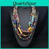 Vintage Tribal Style Wooden Beaded Necklace With Geometric Shapes For Women
