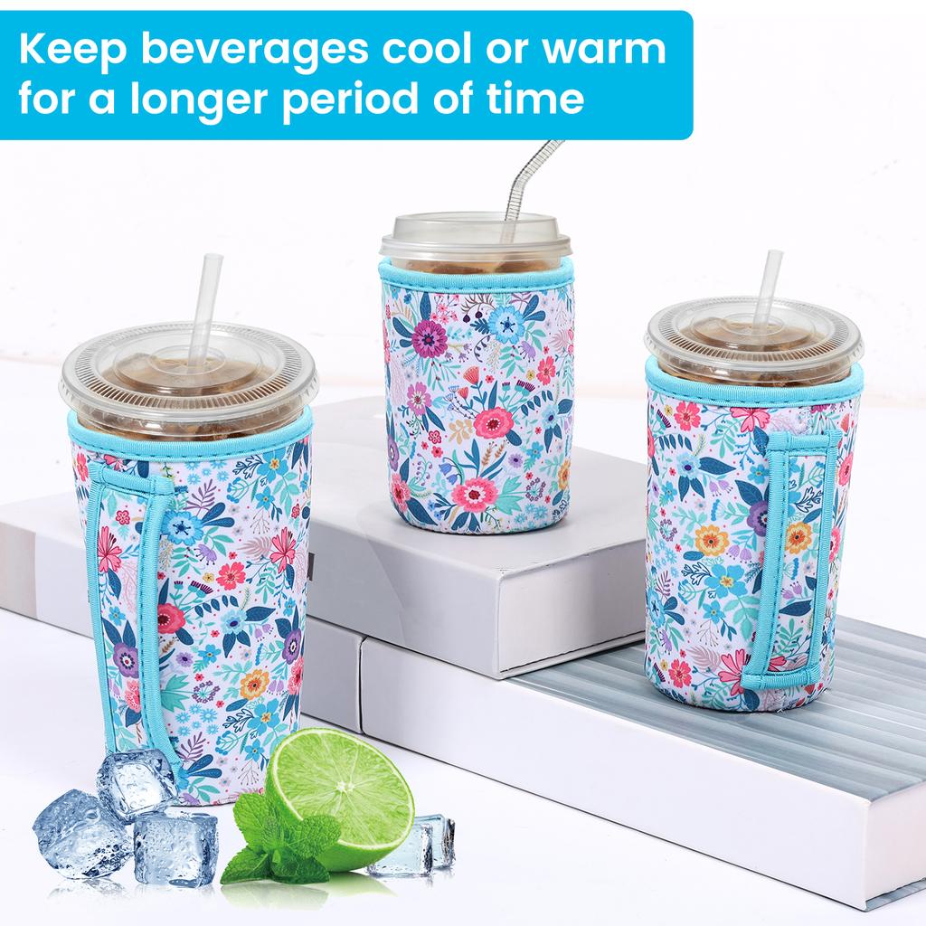 2PCS Neoprene Heat Resistant 4mm Thick Insulated Reusable Hot Coffee Cup Sleeves for Hot Coffee and Tea 16oz-32oz Cups
