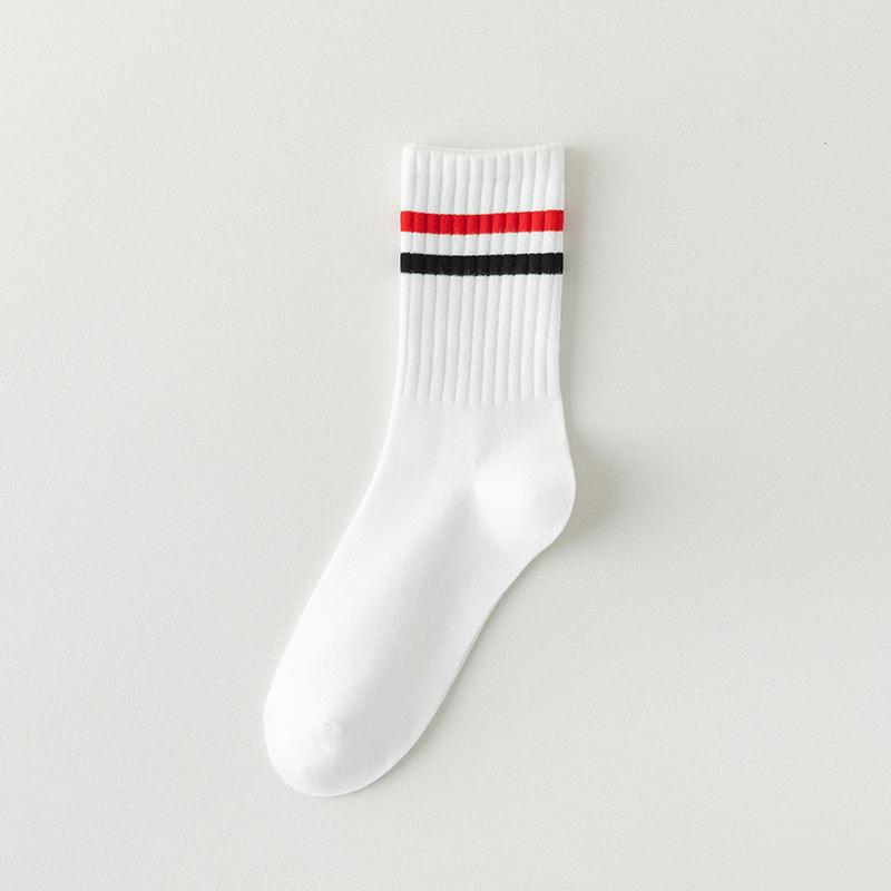 5 Pairs of Women's Summer Thin Stripe Sport Badminton Pure Cotton Tube Socks