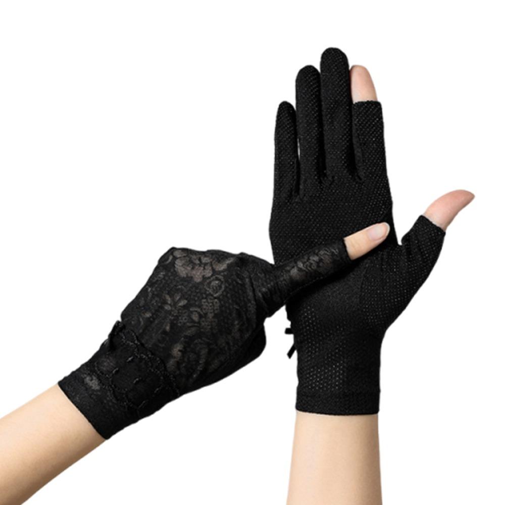 Fashion Summer Sunscreen Gloves Breathable UV Protection Anti-UV Mittens Thin Anti-slip Cycling Driving Gloves Running чёрный