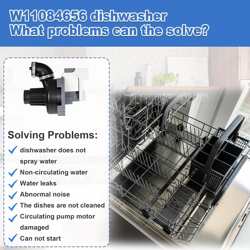 W11084656, W10805387, W10854710 Dishwasher Motor and Pump Assembly, Compatible With kenmore, kitchenAid, whirlpool, amana, ikea Dishwasher Replaces