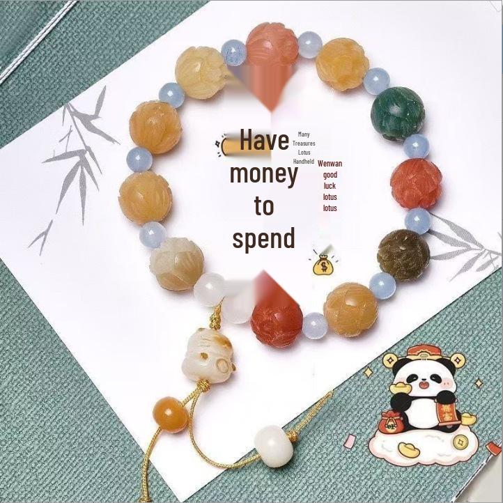 Clear Lotus Beaded Bracelet: Chinese Style Light Luxury Versatile Jewelry for Women