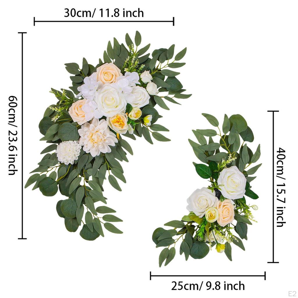2 Stück Hochzeitsbogen Blumen Künstliche Blumengirlande Türsturz Grüne Blätter Seidenblume