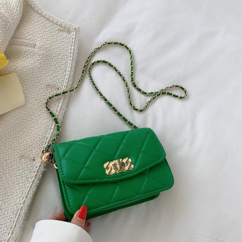 

Сумка женская весна-лето новая модная текстурная женская сумка повседневная сумка через плечо универсальная сумка-мессенджер с цепочкой ромбовидная женская сумка зелёный