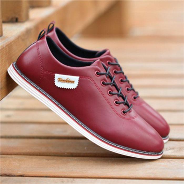 Frühling und Herbst Herren Casual Lederschuhe Herren koreanische Version des Trends Jugend Leder Panel Schuhe weiß atmungsaktiv
