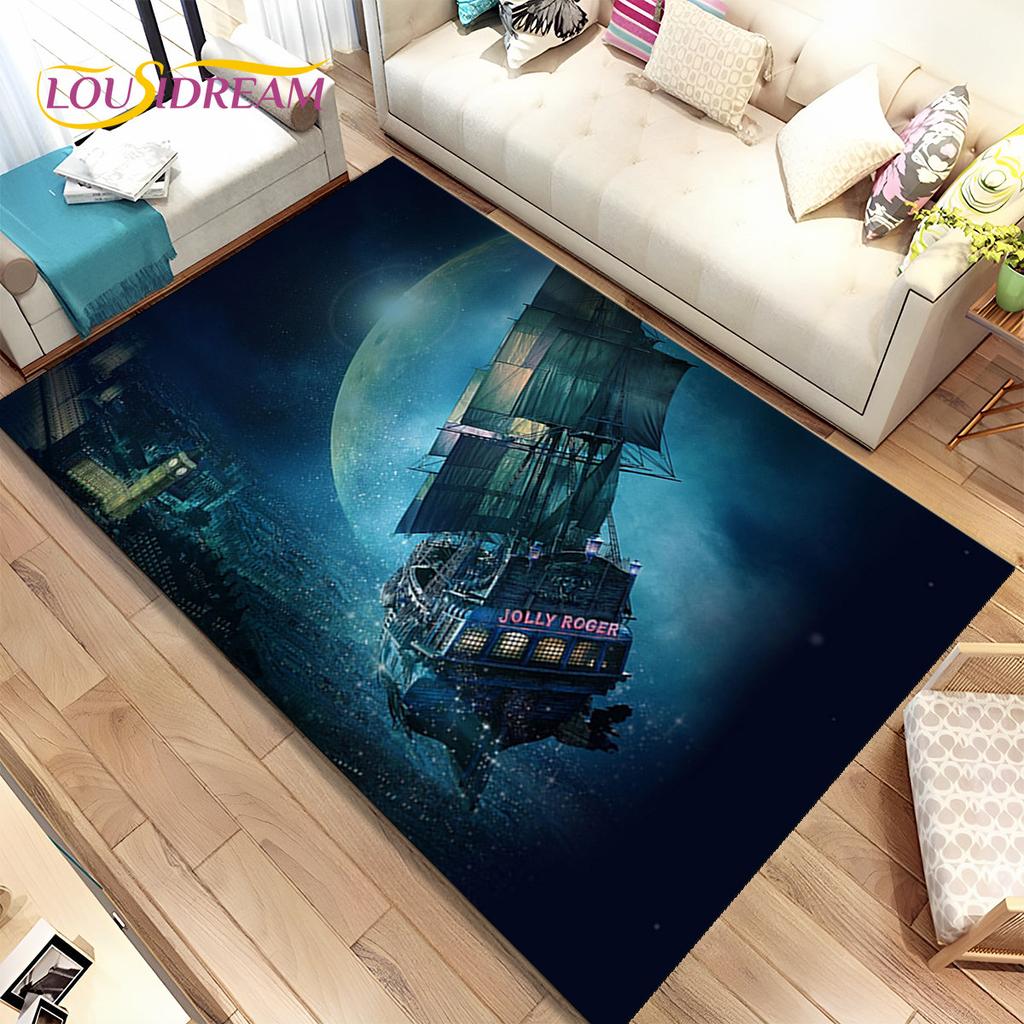 Un bateau pirate, une barque, un bateau, un tapis pour la maison, le salon, la chambre à coucher, un canapé, un paillasson, un tapis de sol antidérapant