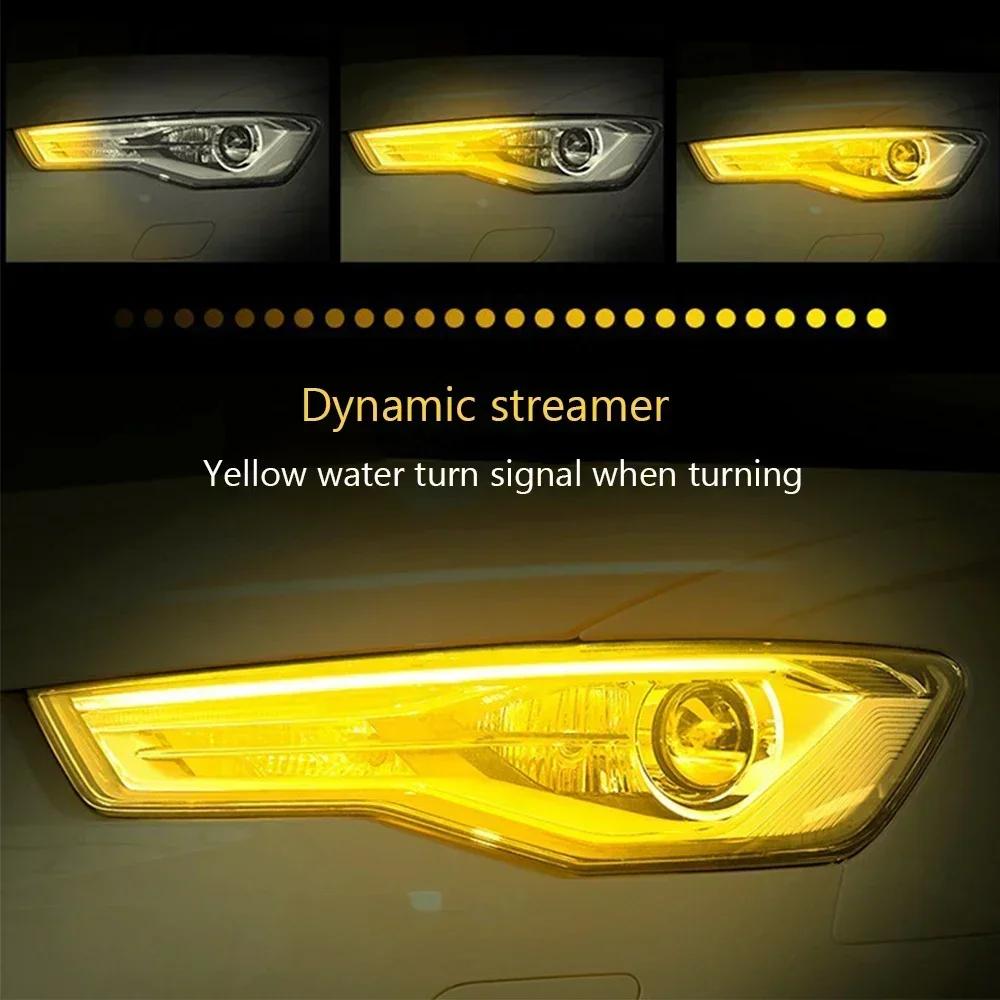 2pcs Car LED Daytime Running Lights - DRL + Flowing Turn Signal Strips, IP67 Waterproof Car Lights - Universal Fit