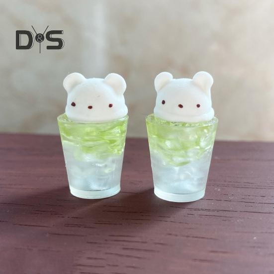 Miniature Bear Ice Drink Mini Food Model Resin Simulated Dessert Ornament for 1/6 1/8 1/12 Dolls Miniature Coffee House Decor