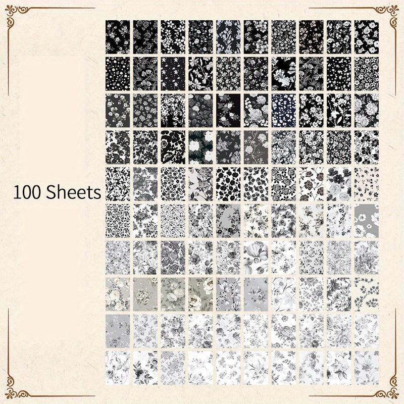 100 pcs Vintage Flowers pattern material paper DIY Decoration Scrapbook background paper for Junk Journal craft paper