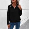 Buttoned Collar Long Sleeve Solid Texture Casual Women S Sweatshirt