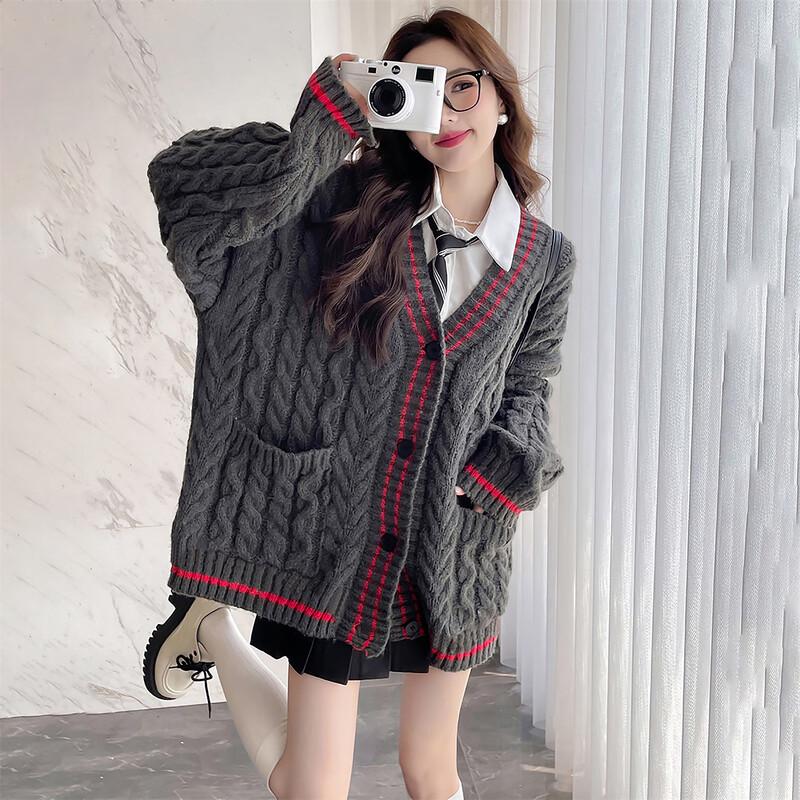 TonLion Women's Retro Cable Knit Cardigan Sweater